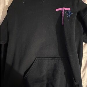 Black Hoodie with Pink and Blue Logo Daz black T party hoodie